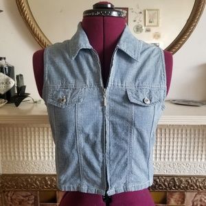 Vintage casual zip up crop top